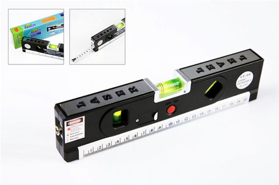 Magnetic multi-use infrared laser level wire Tester 2-line 1-point wire feeder with 1.5 m tape measure