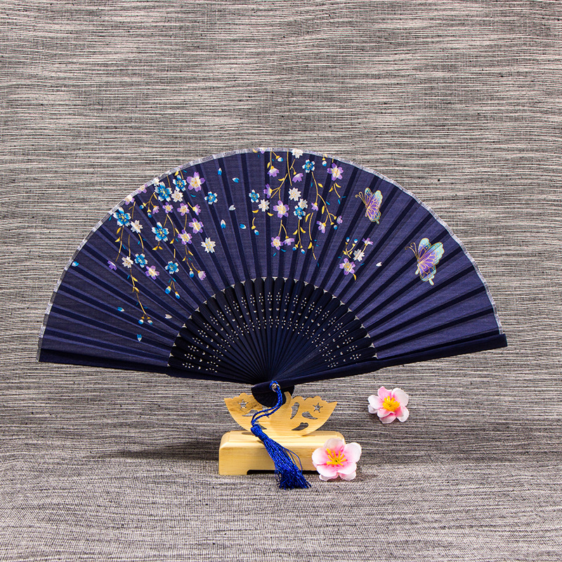 Silk fan Japanese high quality ladies silk gift folding fan antique dance cheongsam folding fan