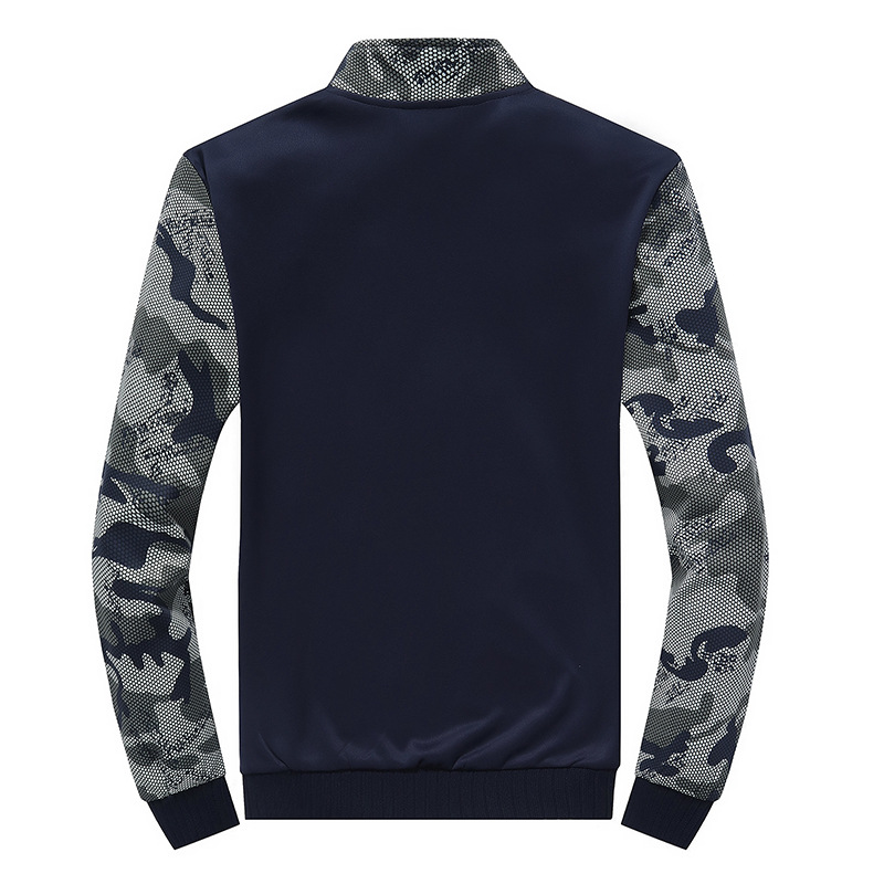 Spring and Autumn Men's Stitching Sports Sweater Casual Collar Camouflage Sleeves Men's Suit Cardigan Long Sleeve