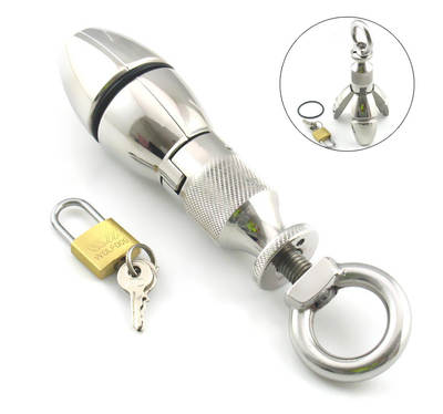 Stainless steel open and close anal plug lock heavy-duty big anal Bolt G-spot back court masturbation spin control open angle 60m sex toys