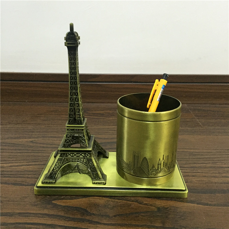 Paris Eiffel Tower Pen Holder Metal Crafts Office Ornaments Home Creative Decoration Business Gifts