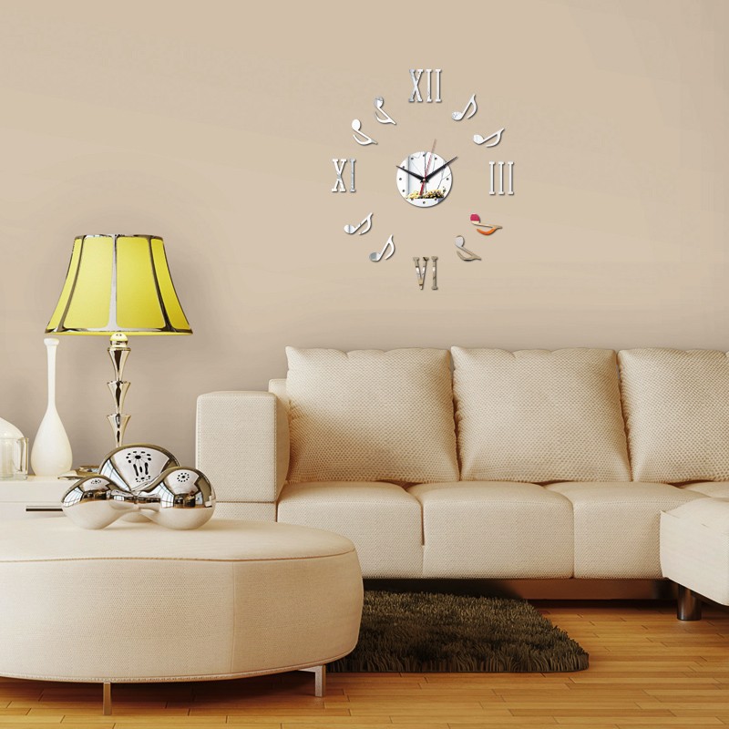 Factory direct DIY note digital mirror wall clock 3D three-dimensional environmental protection wall stickers clock home decoration mute wall