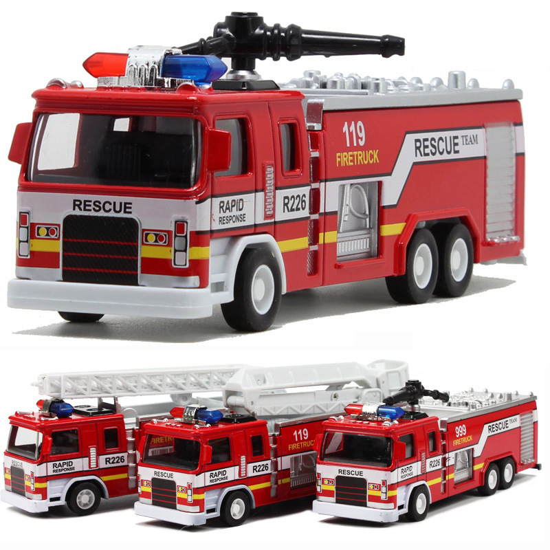 New alloy car fire truck fire fighting toy model light music Huili children's toy car manufacturers wholesale