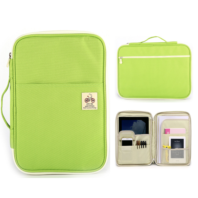New zipper multifunctional A4 file bag storage bag portable iPad computer bag waterproof Oxford cloth office materials