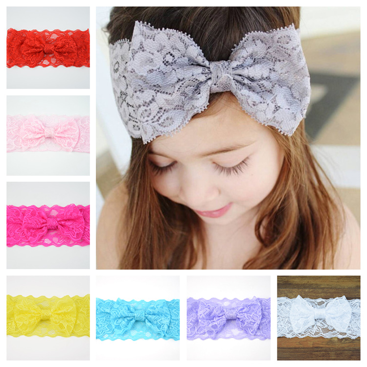 European and American New Hot Selling Hair Accessories Children's Lace Bow Hair Band Baby Headband Headwear and Headwear