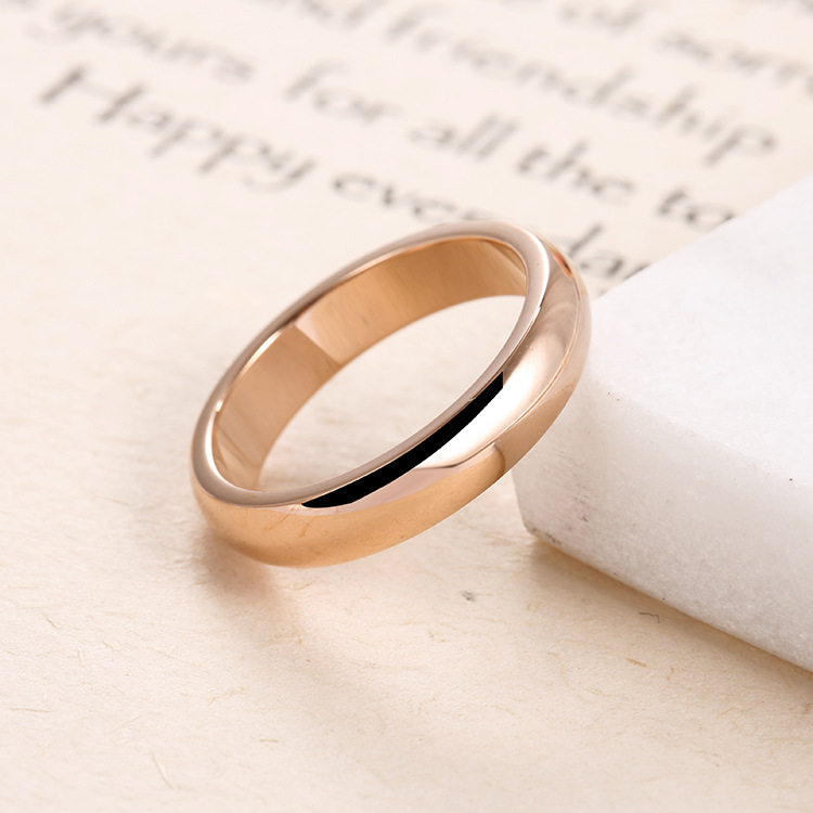 Cross-border New Stainless Steel Simple Plain Circle Wide Glossy Ring Rose Gold Titanium Steel Couple Ring Tail Ring