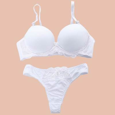 Women's Sexy Candy-colored Bra Set Underwear Set Solid Color Lace Bra Ding Set AB Cup Hot Style