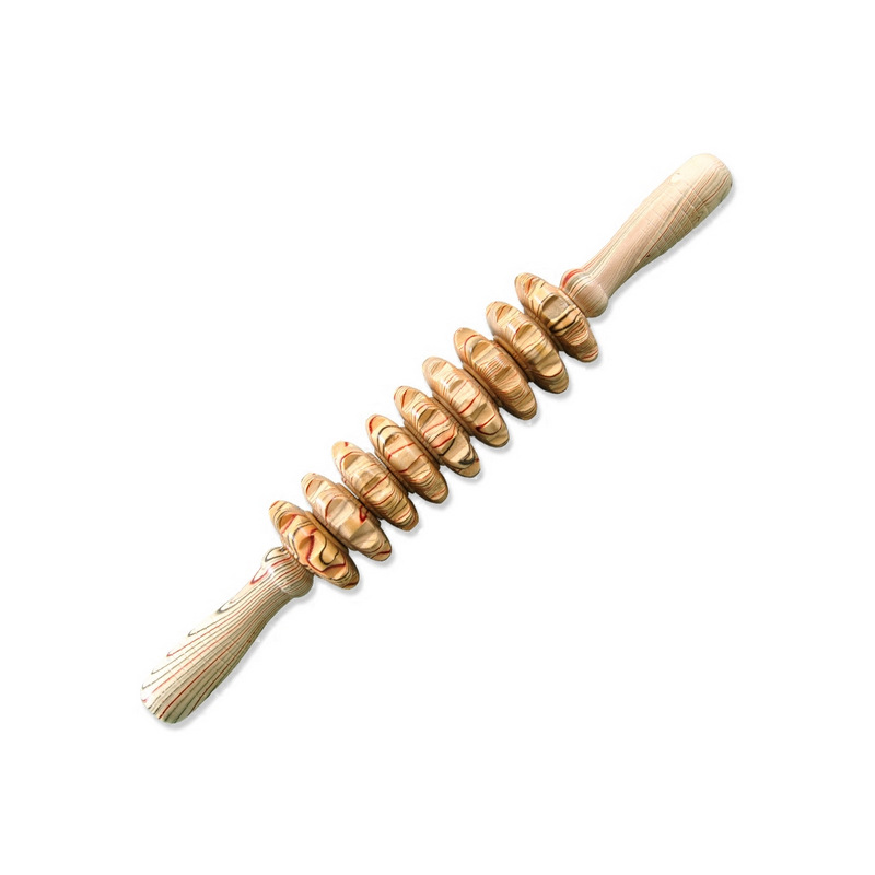 Wooden roller abdominal back massager muscle relaxation massage stick handheld leg yoga massage wheel wholesale