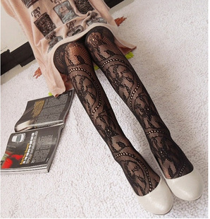 Spot Tattoo Lace Hollow Net Stockings Totem Small Mesh Pantyhose Children Fun Tornado Net Socks