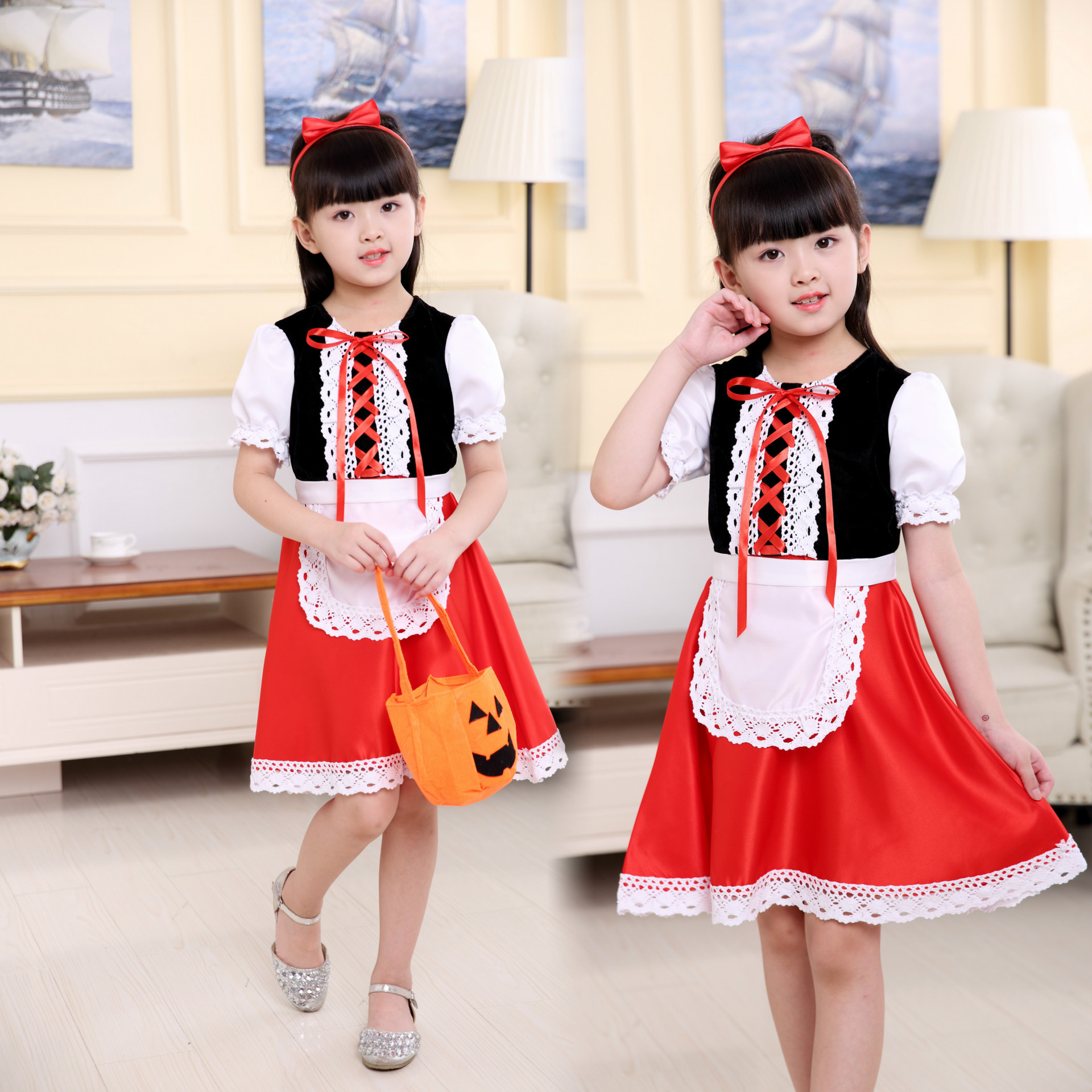 Halloween Little Red Riding Hood Costume Princess Dress Christmas Children cosplay Performance Masquerade Female Fairy Tale