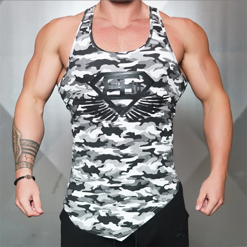 Muscle fitness men's summer new camouflage sleeveless running sports leisure vest a generation of hair