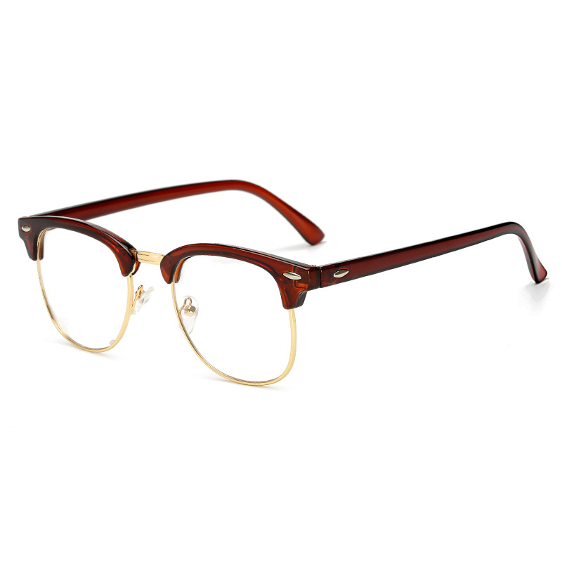 Retro Half-frame Rice Nail Frame 3016 Anti-blue Light Flat Glasses Men's and Women's Goggles Can Be Equipped with Myopia Glasses Frame