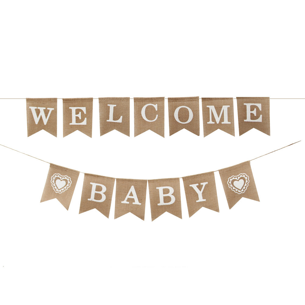 welcome baby baby birthday party decoration flag linen dovetail flag manufacturers supply