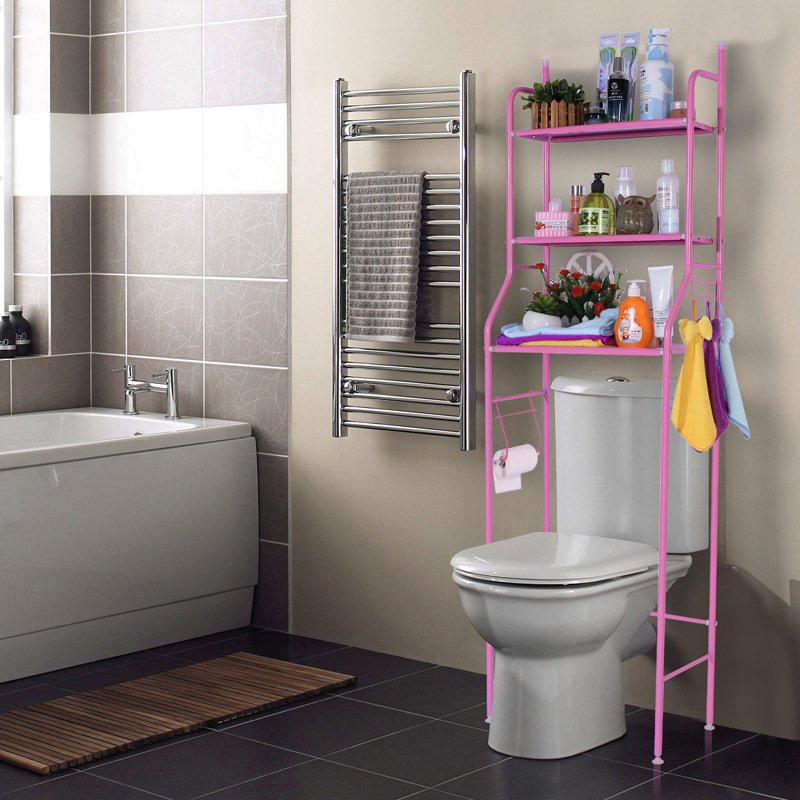 Free Shipping Bathroom Toilet Toilet Storage Rack Punch-free Washing Machine Storage Rack Toilet Shelf Three-layer Floor