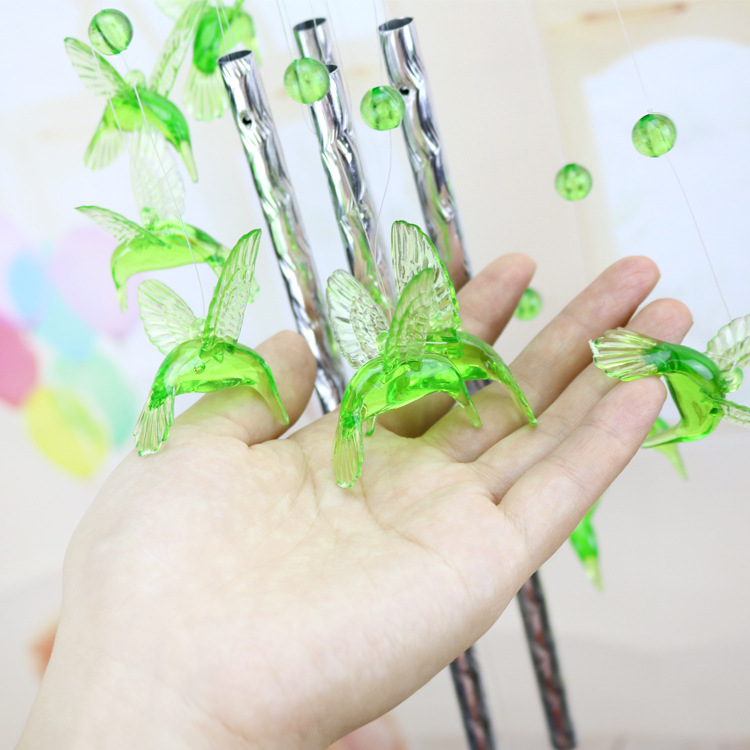 Exquisite imitation Crystal hummingbird small wind chime aluminum tube creative home children's room decoration personality room decoration