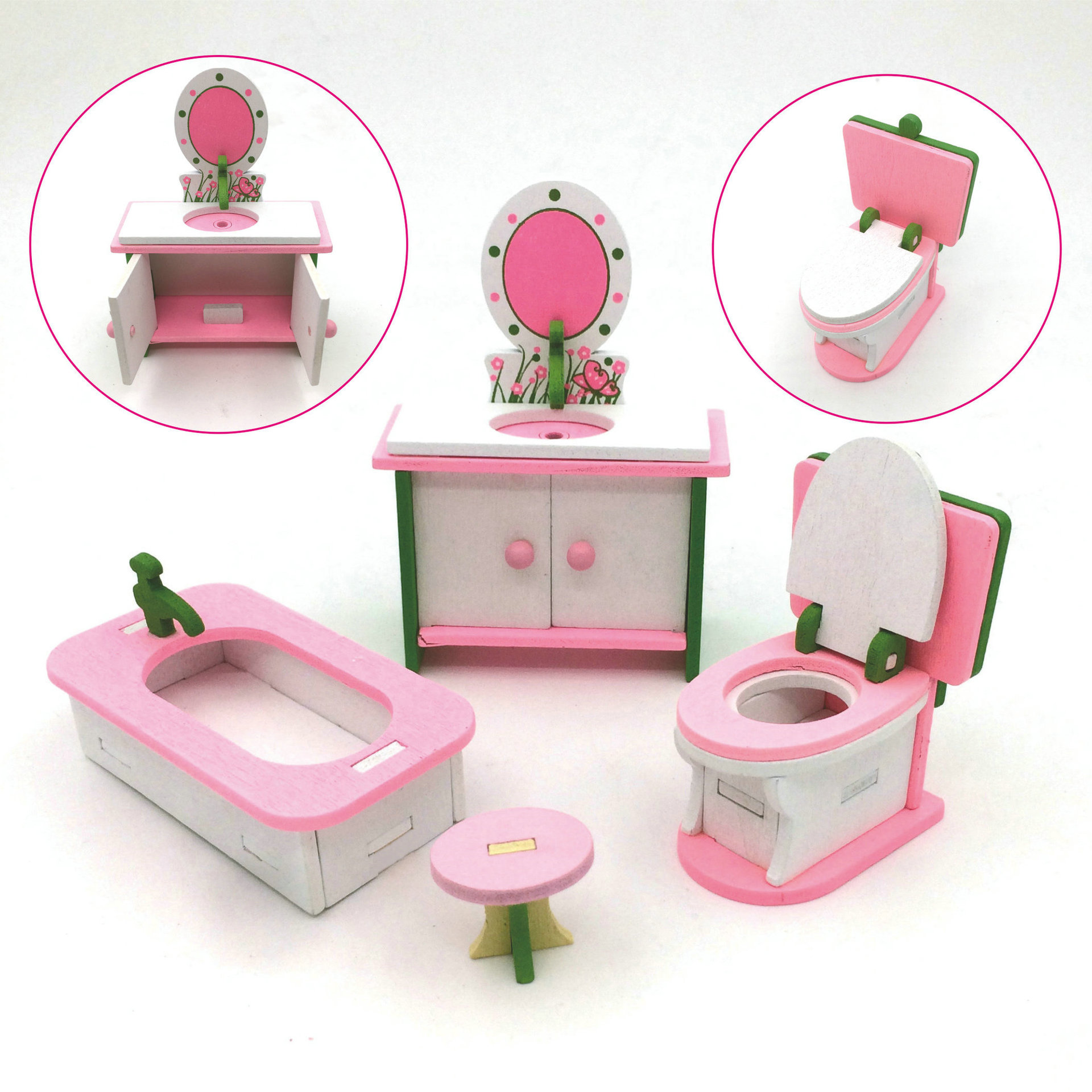 Doll House Miniature Play House Toy Children's Wooden Building Blocks Toy Kit Personalized Creative Kitchen Dining Table