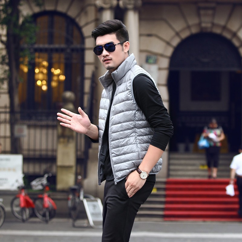 Spring and Autumn Lightweight Portable Men's Down Jacket Vest Loose Large Size Slim-fit Vertical Collar Vest Plus Size Factory Outlet