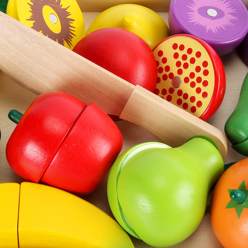 Children's wooden simulation kitchen toys fruits and vegetables cut to see boys and girls enlightenment teaching aids wholesale
