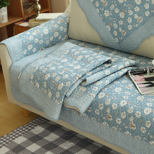 Spring and Summer New Korean Small Floral Twill Cotton Fabric Sofa Cushion Thickened Back Towel Bay Window Cushion