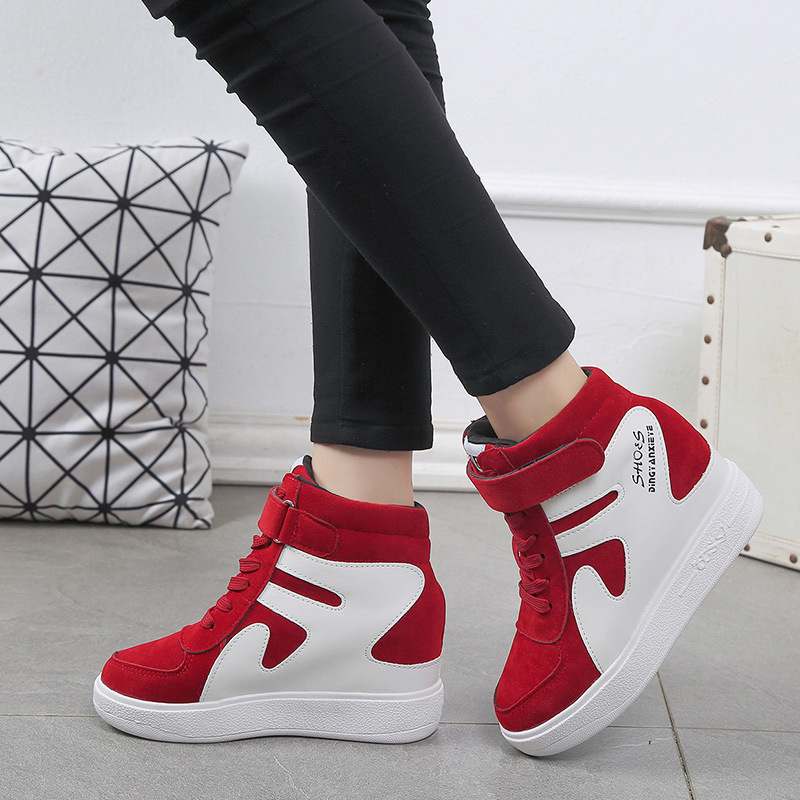 Cross-border plus size Classic Autumn and Winter Korean Style Casual Shoes Women's Shoes Inner Height Platform Platform Board Shoes High-top Women's Single-layer Shoes