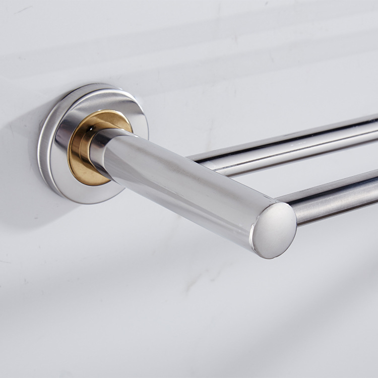 Stainless Steel Single and Double Rod Towel Rack Towel Bar Movable Bath Towel Rack Movable Hanger Support Size Cutting