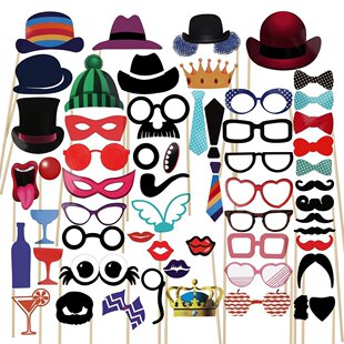 Cross-border goods Crown 58-piece wedding wedding photo props hat holiday party paper beard atmosphere layout