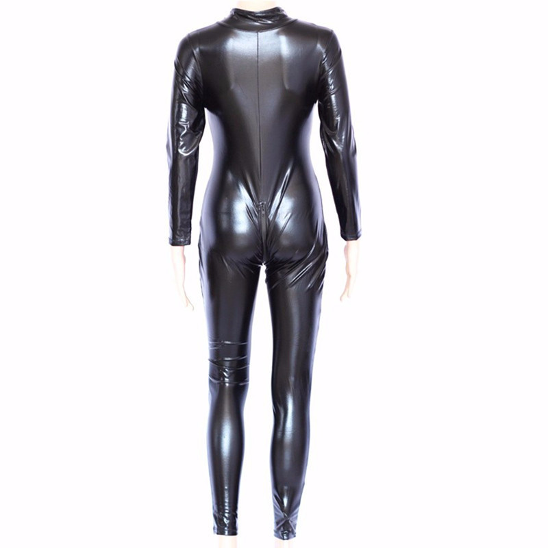 Nightclub Patent Leather Neck Jumpsuit Bar DS Stage Performance Costume Sexy Pole Dance Costume