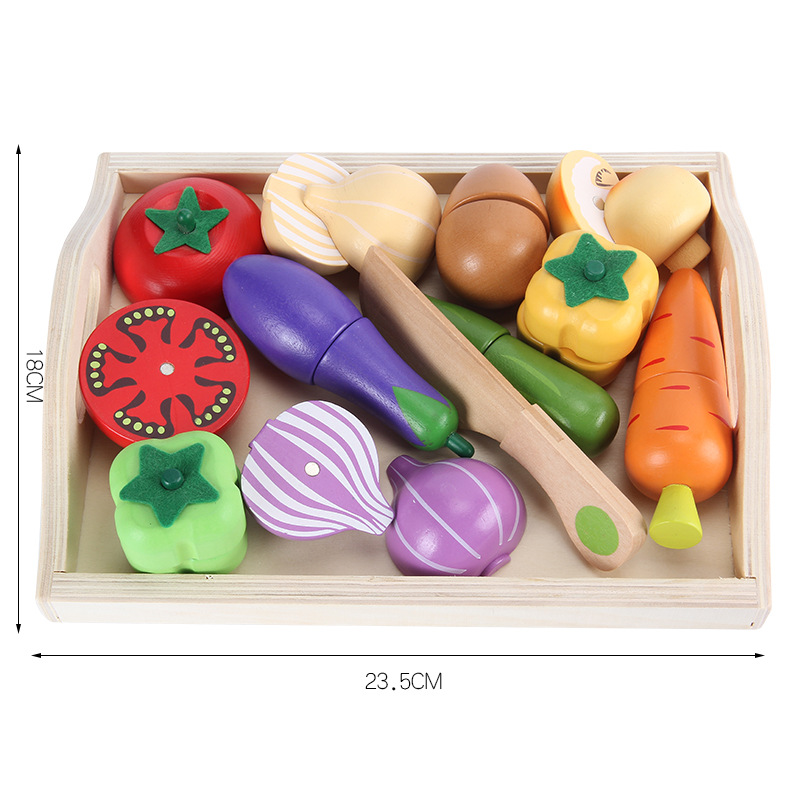 Children's wooden simulation kitchen toys fruits and vegetables cut to see boys and girls enlightenment teaching aids wholesale