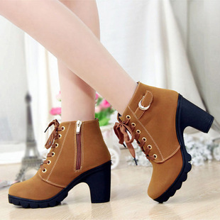 2017 New High heel thick heel casual women's boots muffin thick bottom short boots round head 888 Martin short boots wholesale