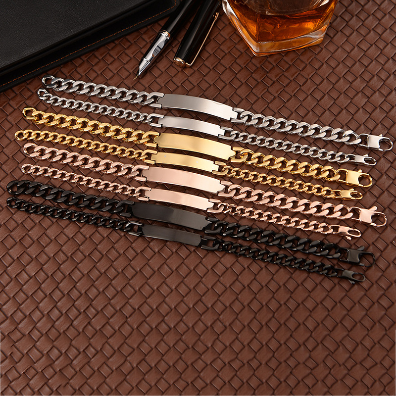 2023 Creative Titanium Steel Jewelry Personalized Polished Surface Curved Pendant Titanium Steel Bracelet for Couples as a Festival Gift
