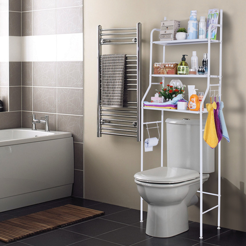 Free Shipping Bathroom Toilet Toilet Storage Rack Punch-free Washing Machine Storage Rack Toilet Shelf Three-layer Floor
