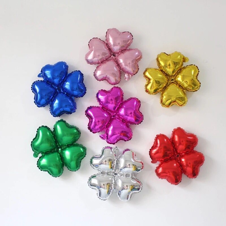 Four-wheel heart-shaped balloon aluminum foil balloon knot wedding decoration opening activities layout arches four-leaf grass balloon