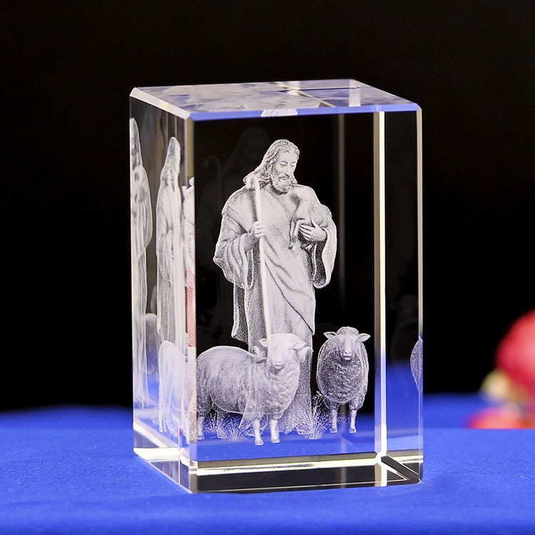 Jesus Shepherd Crystal Carving Crafts Church Souvenirs Crystal Ornaments Tourist Souvenirs Manufacturers Wholesale