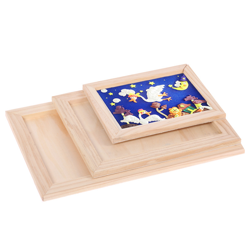 Blank Wooden Picture Frame Wooden Kindergarten Wall Wall Decoration Children's Painting Display Frame diy Handmade Photo Frame