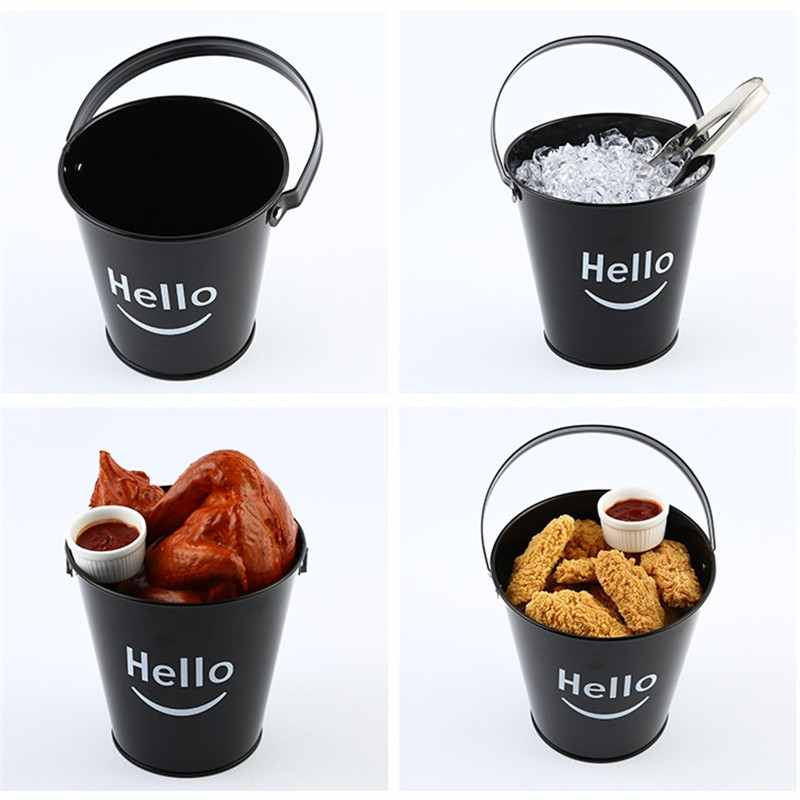 Korean spot iron black American creative ice bucket French fries small bucket Coffee Shop Bar