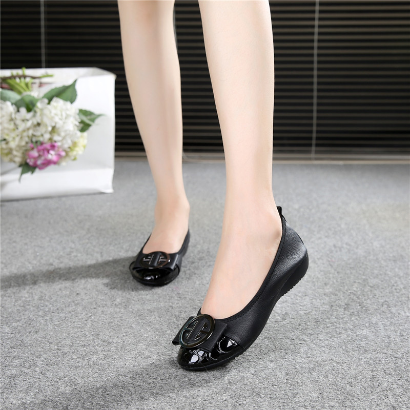 Spring and Autumn Cowhide Shoes Mother Shoes Soft Sole Women's Shoes Color Matching Shoes 1770