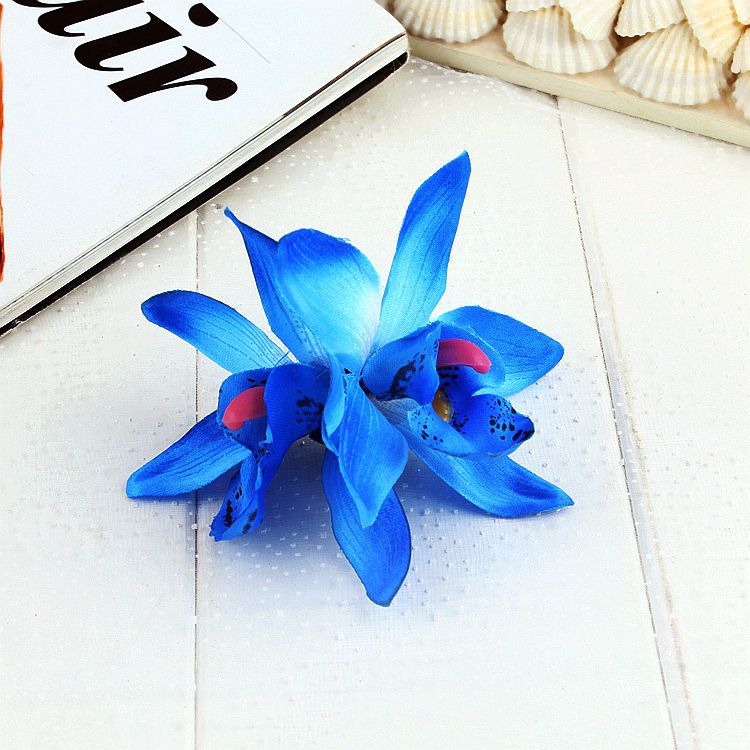 Ny Dobbelt Simulering Cymbidium Blomsterkantklemme Forårsferie Hårtilbehør Boheme Strand Hårklemme_voghion.com