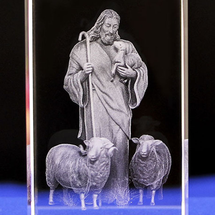 Jesus Shepherd Crystal Carving Crafts Church Souvenirs Crystal Ornaments Tourist Souvenirs Manufacturers Wholesale