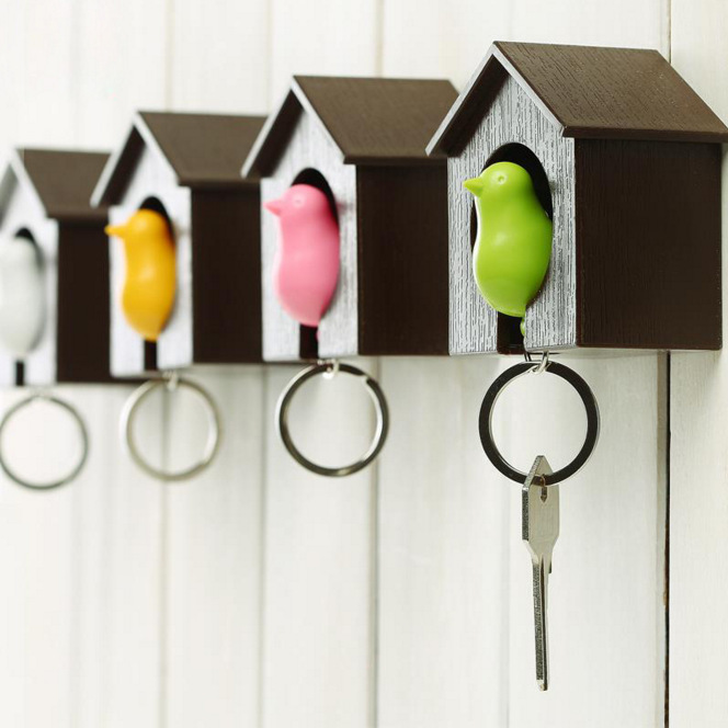 Creative Whistle Bird Keychain Single Bird House Key Storage Anti-lost DIY Couple Creative Home Decoration Gift