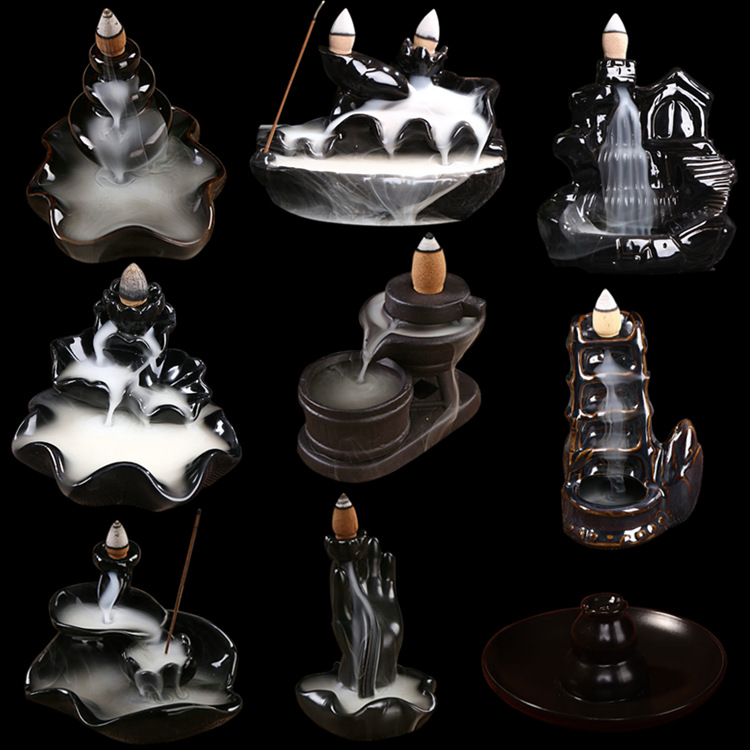 New ceramic backflow incense burner aromatherapy burner Tower incense cone incense burner wholesale a variety of backflow view incense burner