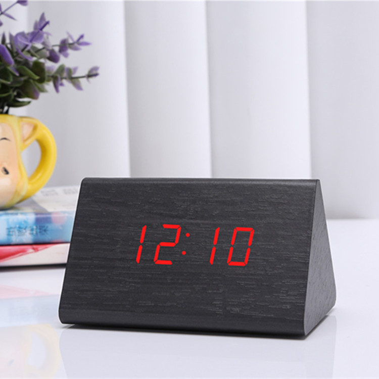New creative luminous mute multifunctional wooden alarm clock intelligent led wooden clock gift electronic clock wholesale