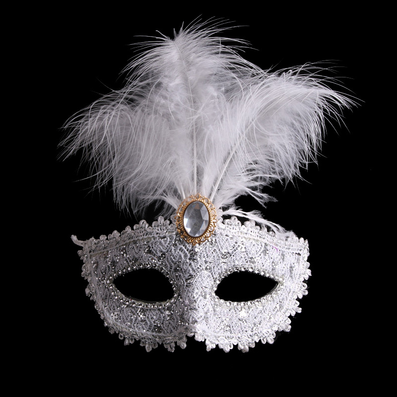 Wholesale high-grade leather fluff mask Halloween ball props all kinds of high and low grade party princess mask