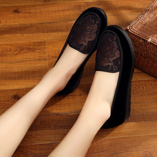 Xinqing 2023 Spring Old Beijing Cloth Shoes Lazy Women's Single Shoes Soft Sole Non-slip Middle-aged and Elderly Shallow Moms Shoes