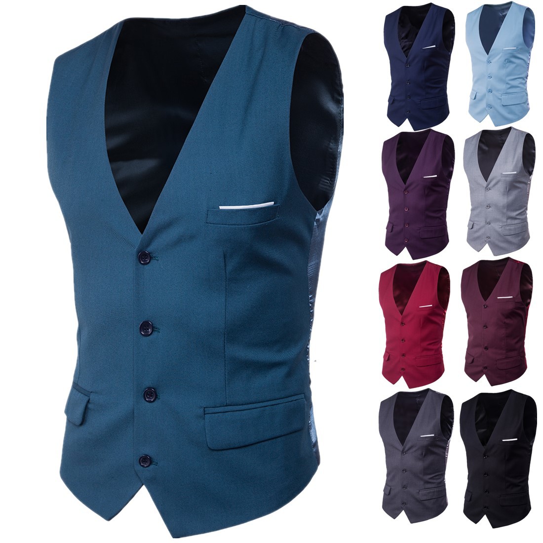 AliExpress ebay new men's slim fit suit vest plus size sleeveless vest formal wear European size vest thin coat