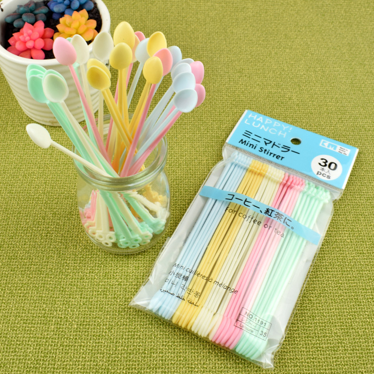 Candy Color Plastic Mini Coffee Spoon Japanese Mixing Spoon Sauce Simulation Jam Gadget Color