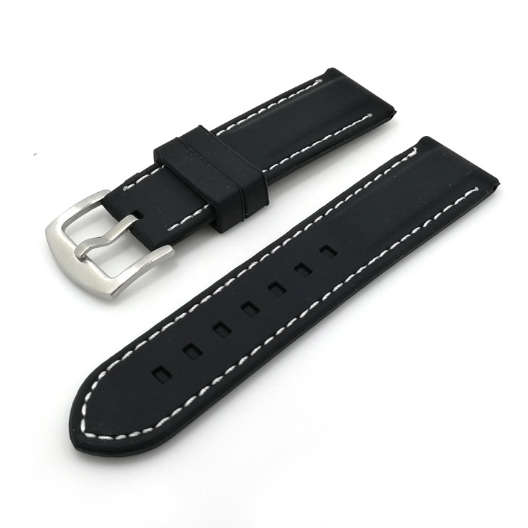 Universal classic spray feel dustproof oil 18 20 22 24 26mm car thread suture silicone watch strap