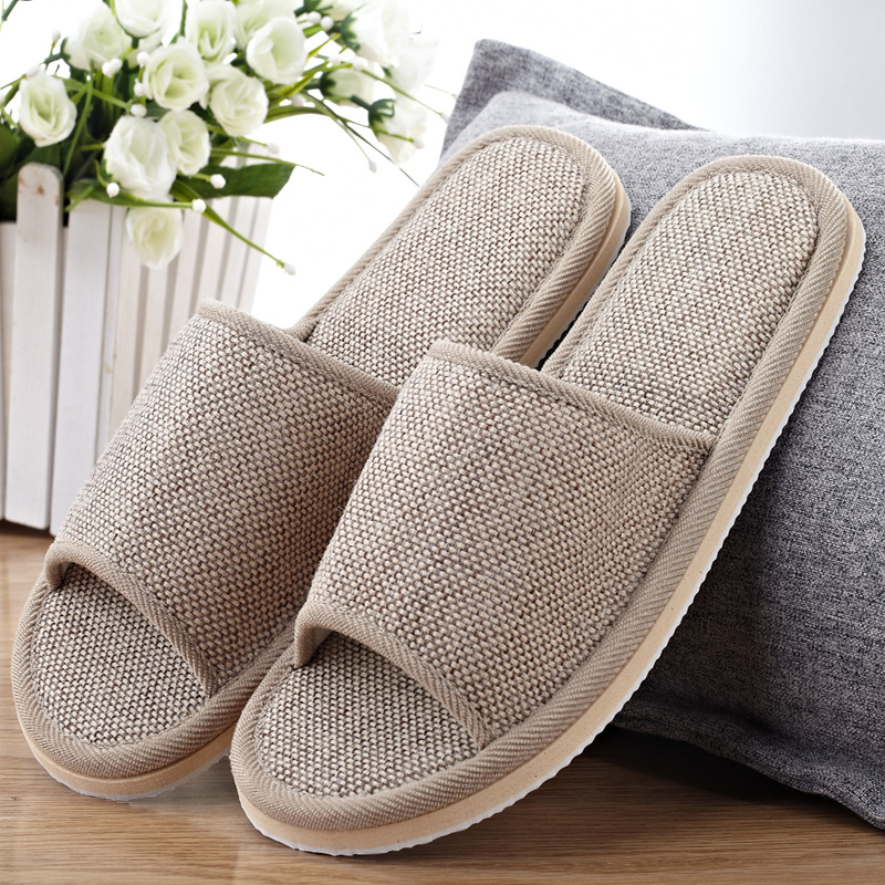 Factory goods pass four seasons linen famous Four Seasons linen opening cotton slippers hotel non-slip EVA indoor floor mop