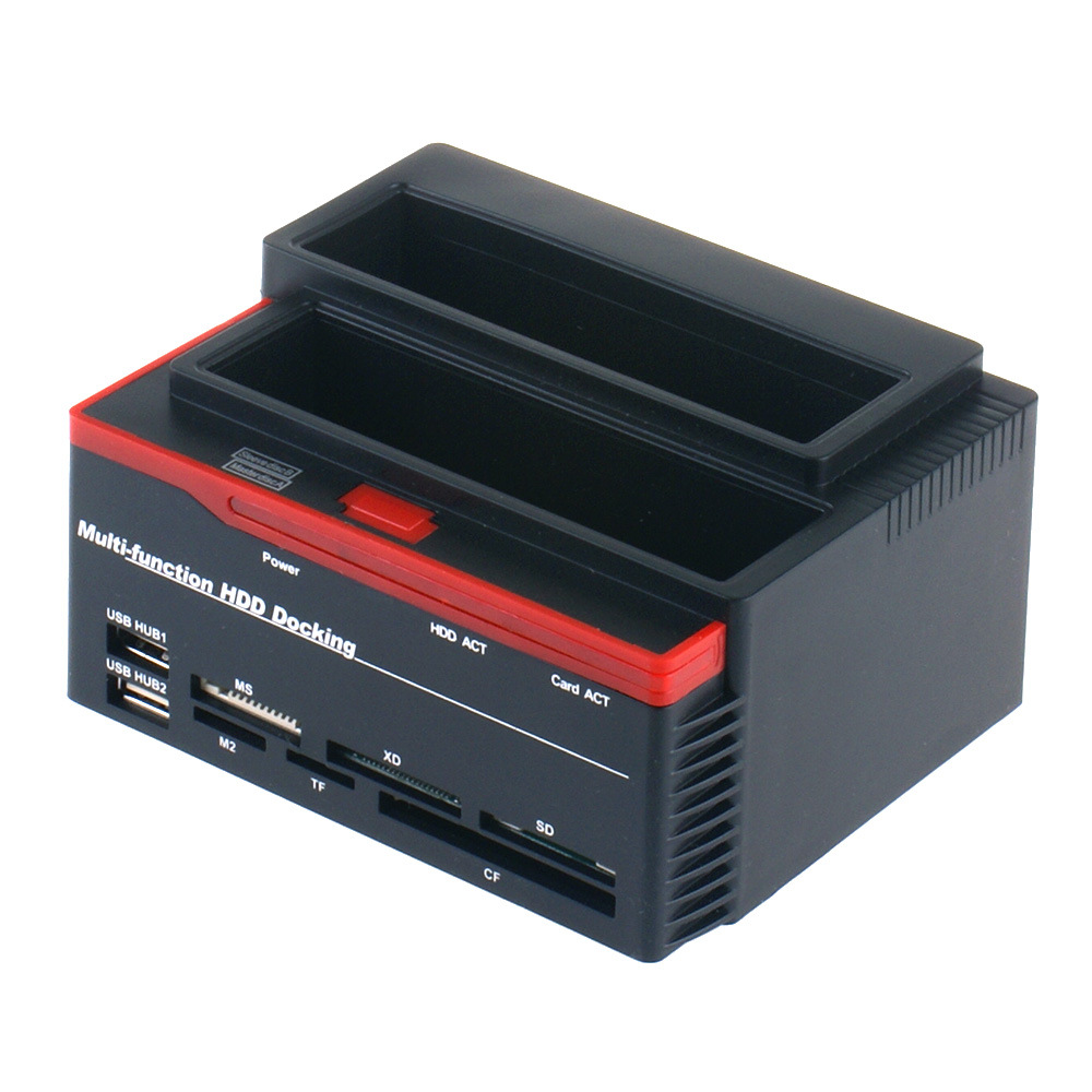 Mobile hard disk box 2.5-3.5 Dual-slot copy device IDE-SATA hard disk dual-use with card reader HUB