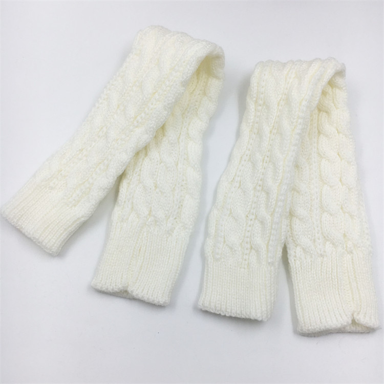 Yifan Autumn and Winter Outdoor Travel Warm Cold-proof Solid Color Twist Long Half-finger Elastic Sleeve Knitted Arm Cover for Women_voghion.com
