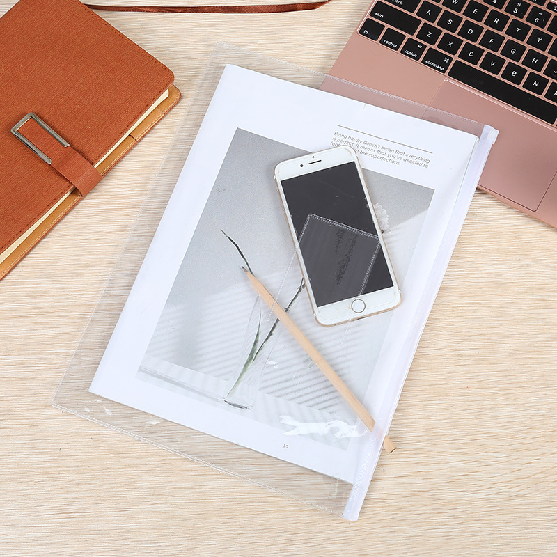 New PVC transparent A4A5B6 zipper bag file bag drawstring bag information bag invoice bag file bag wholesale